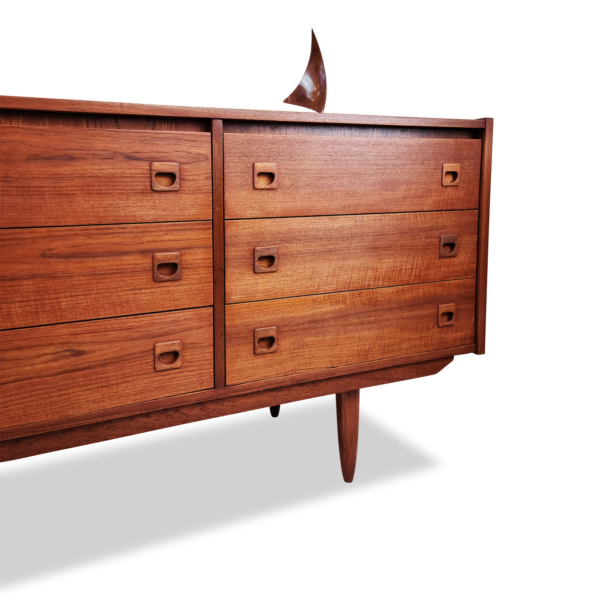 Teak Dresser with Nine Drawers