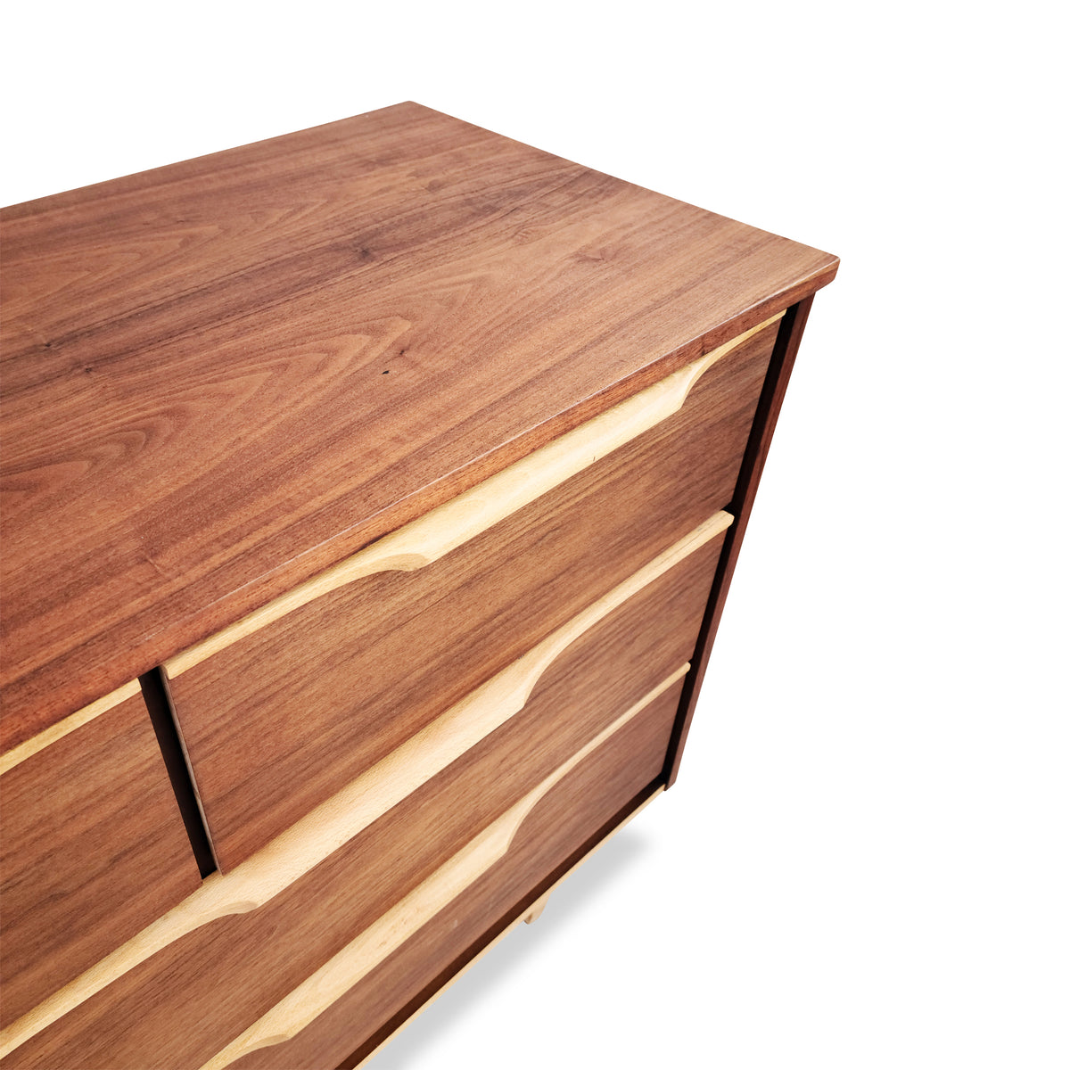 Walnut and Birch Seven Drawer Dresser