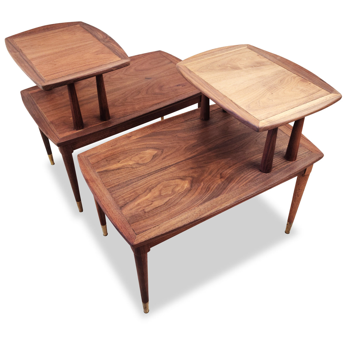 Walnut Two Tier End Tables by Deilcraft