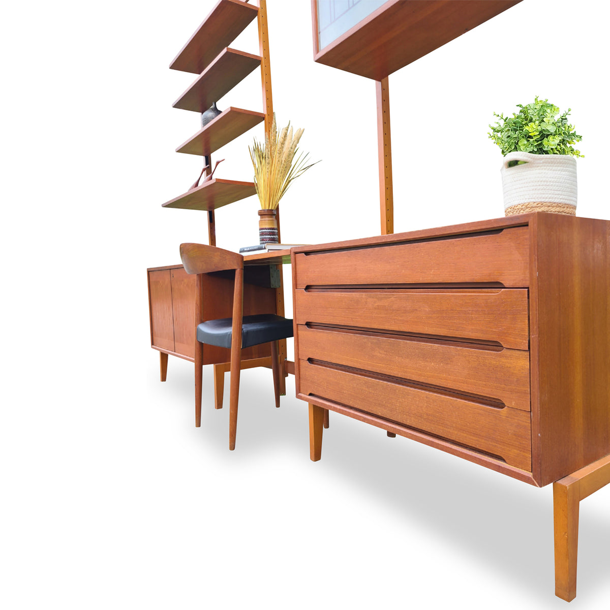 Teak Free-Standing Wall Unit