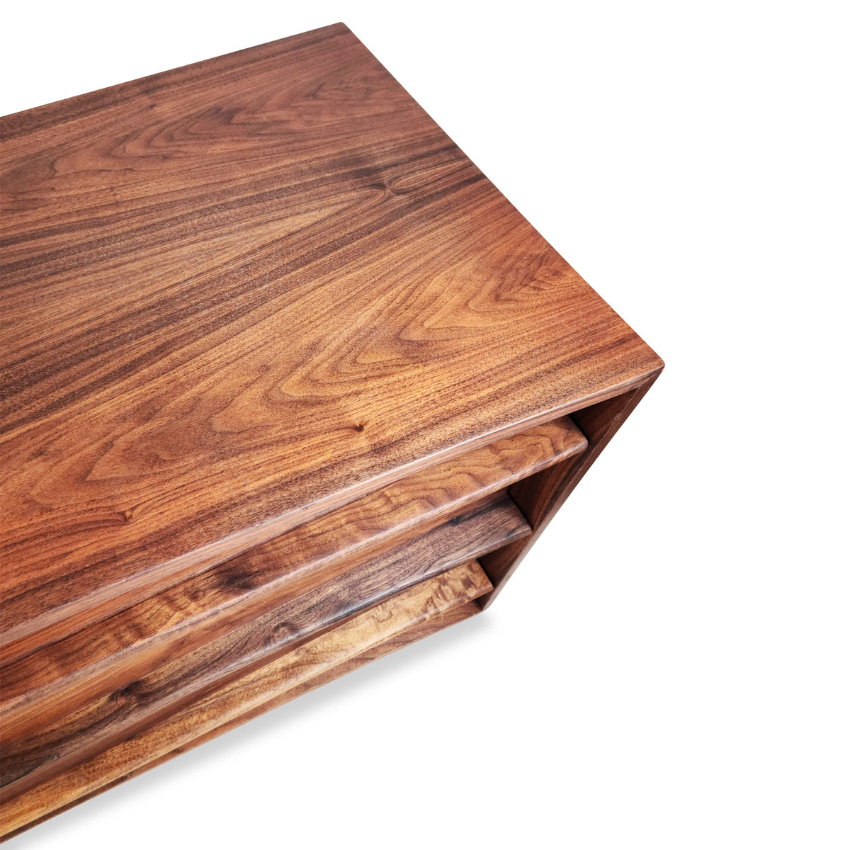 Walnut Concave Nine Drawer Dresser