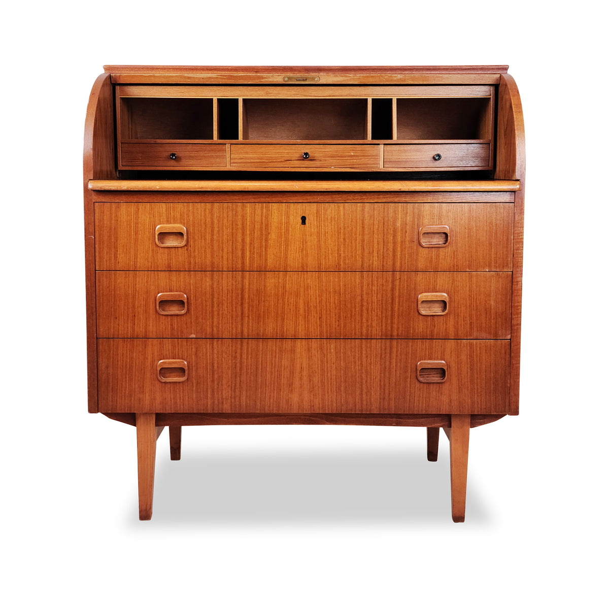 Swedish Teak Roll Top Desk
