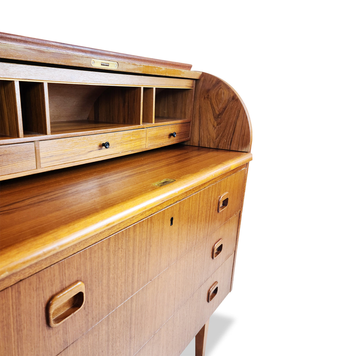 Swedish Teak Roll Top Desk