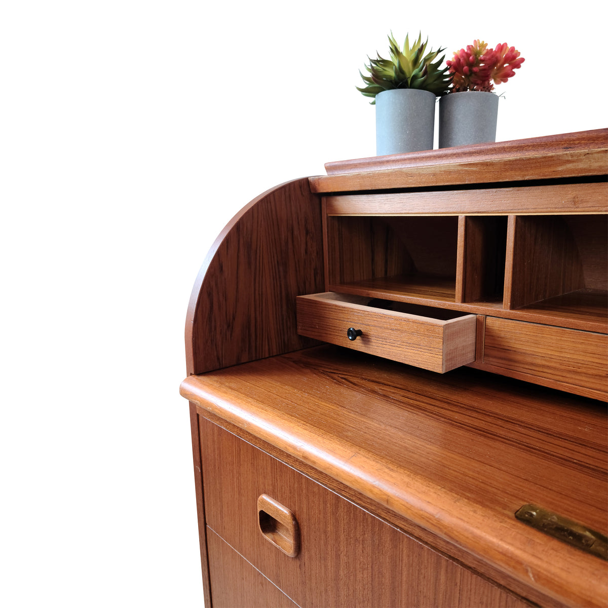 Swedish Teak Roll Top Desk