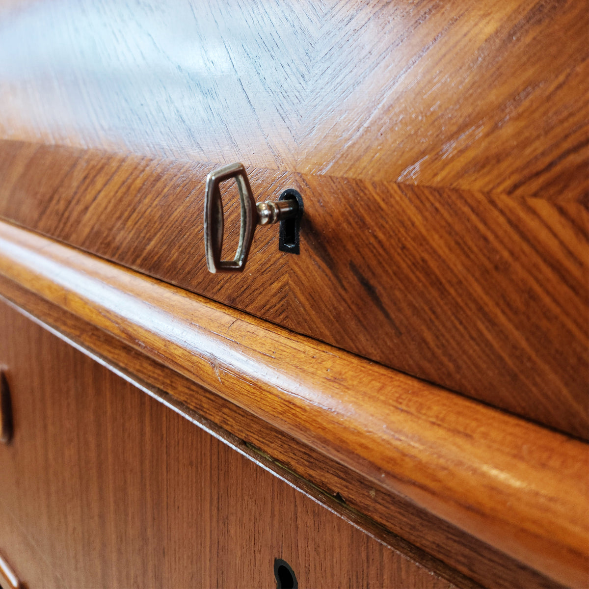 Swedish Teak Roll Top Desk