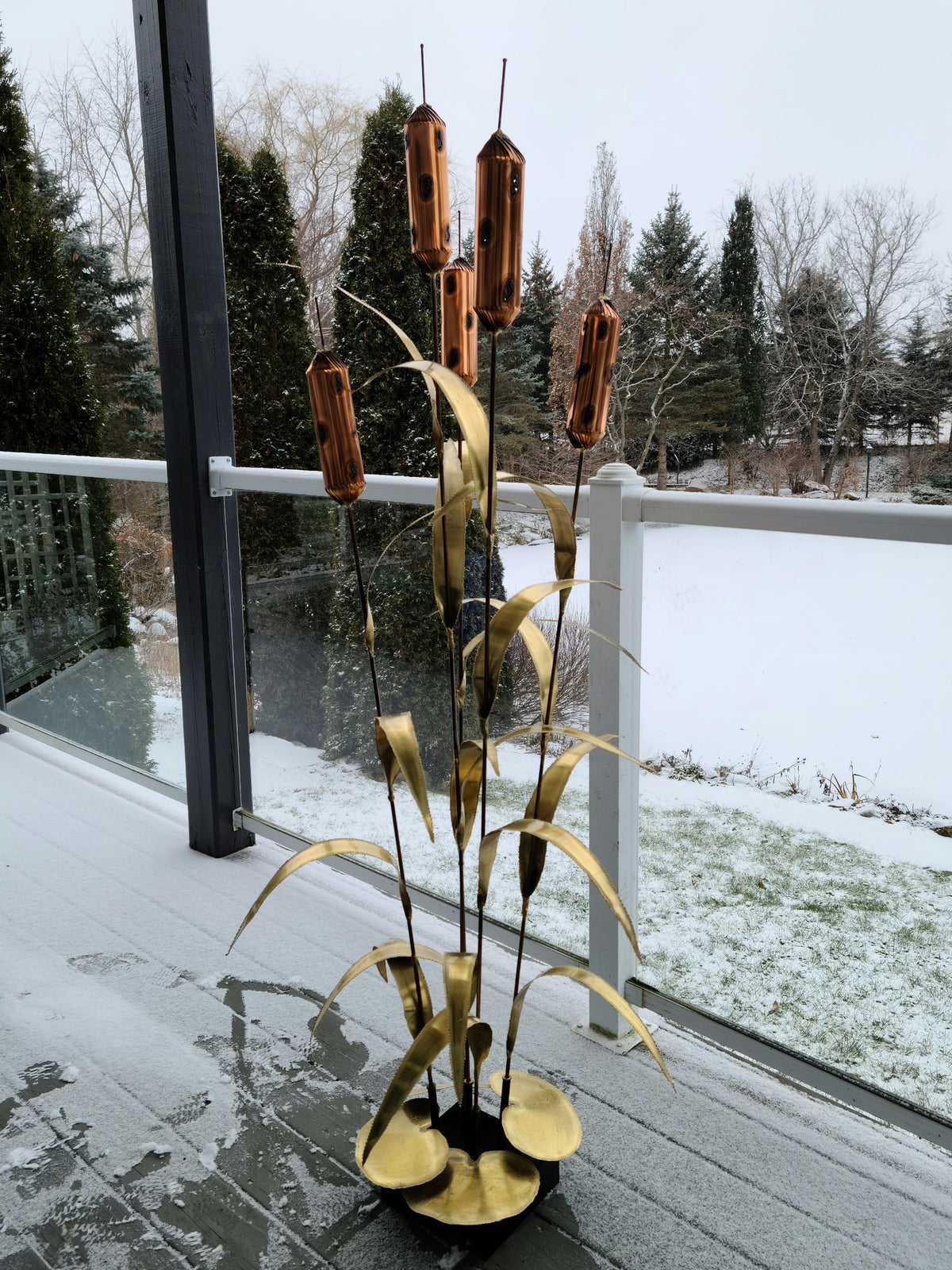 Brass Brutalist Bullrush Sculpture