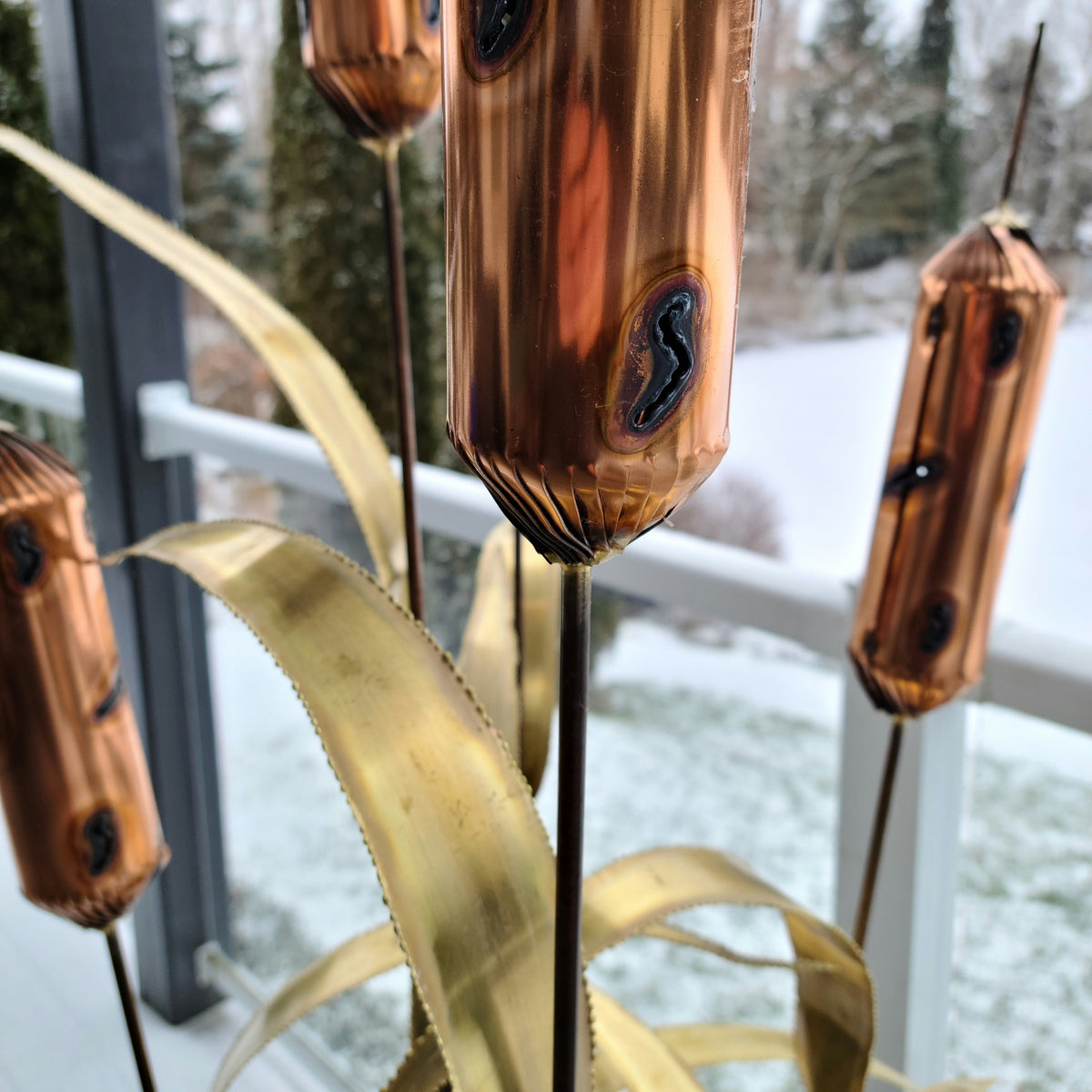 Brass Brutalist Bullrush Sculpture