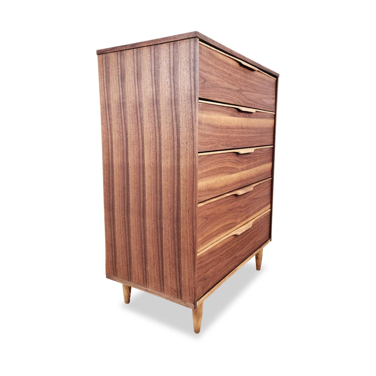 Walnut Highboy with Birch Pulls