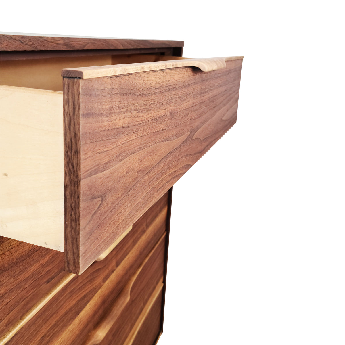 Walnut Highboy with Birch Pulls