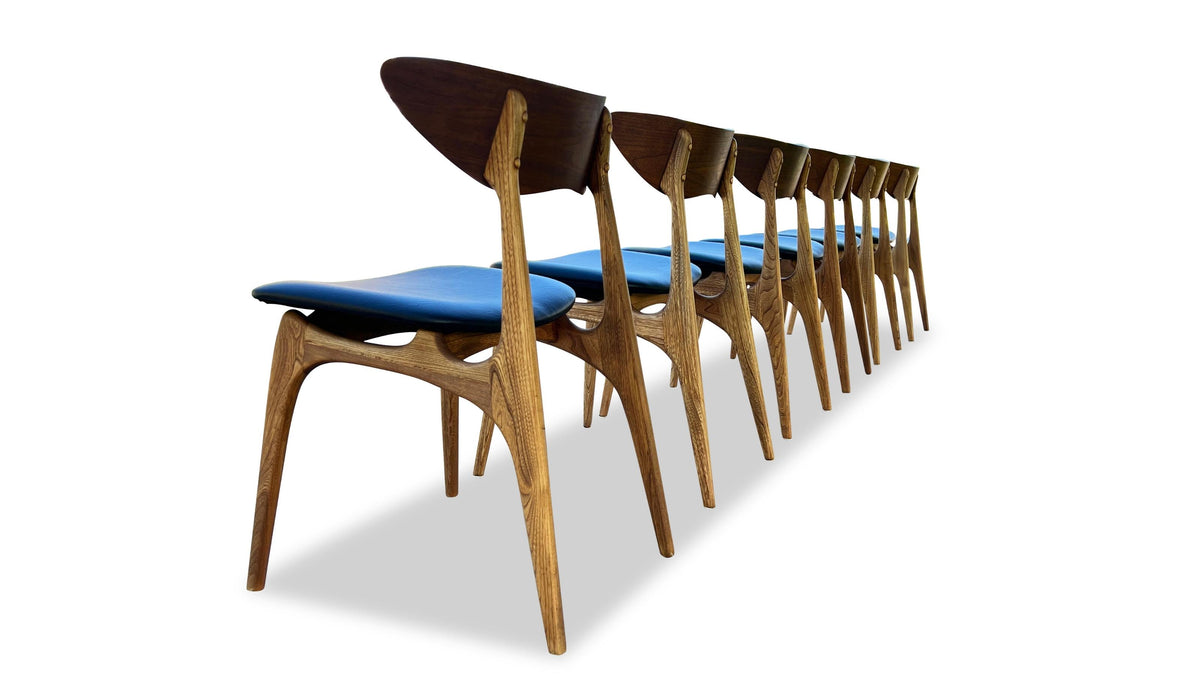 Set of Six Walnut and Elm Dining Chairs by Deilcraft
