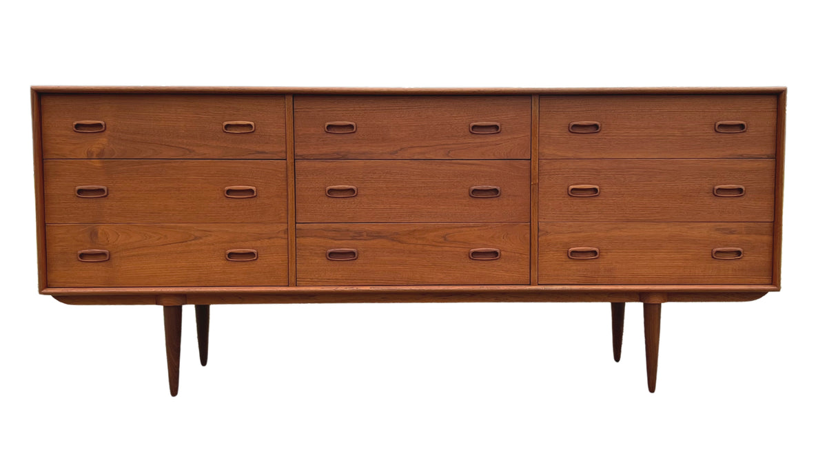 Teak Nine Drawer Dresser