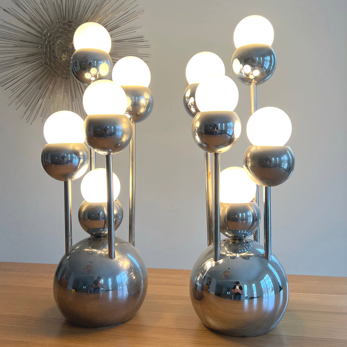 Space Age Chrome Ball Table Lamps
