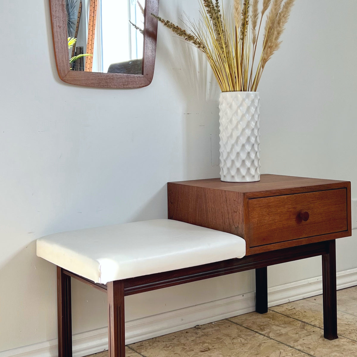 Teak Bench and Mirror