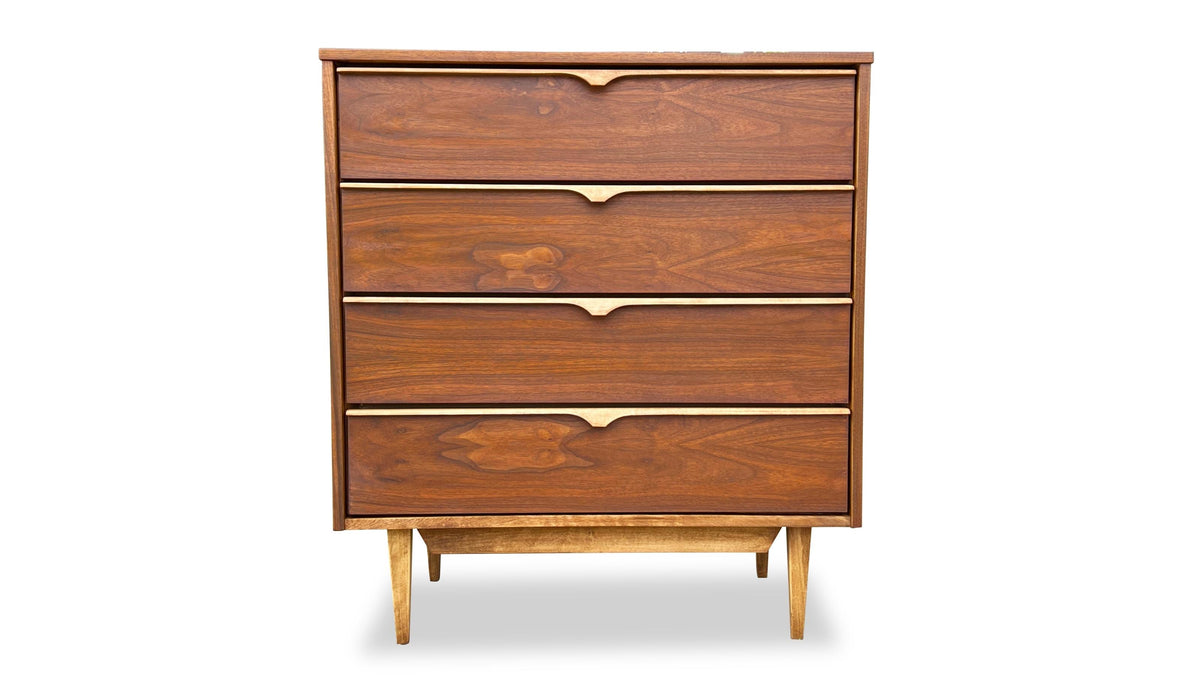 Walnut and Birch Chest of Drawers