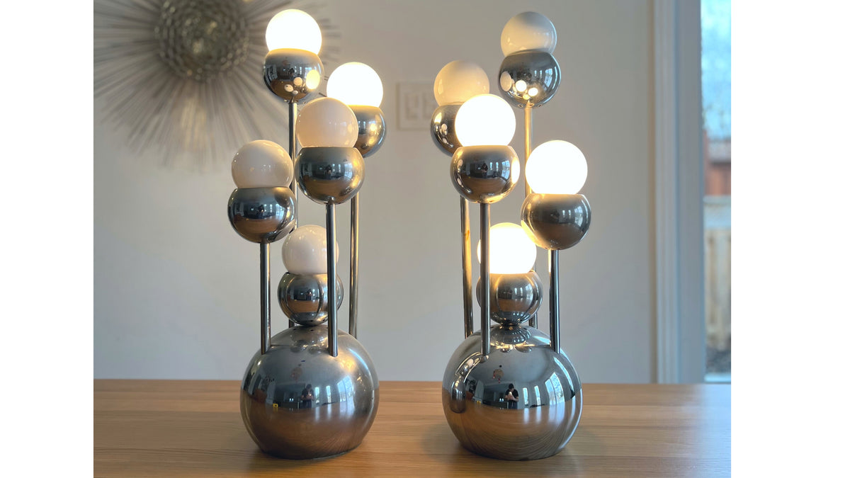Space Age Chrome Ball Table Lamps