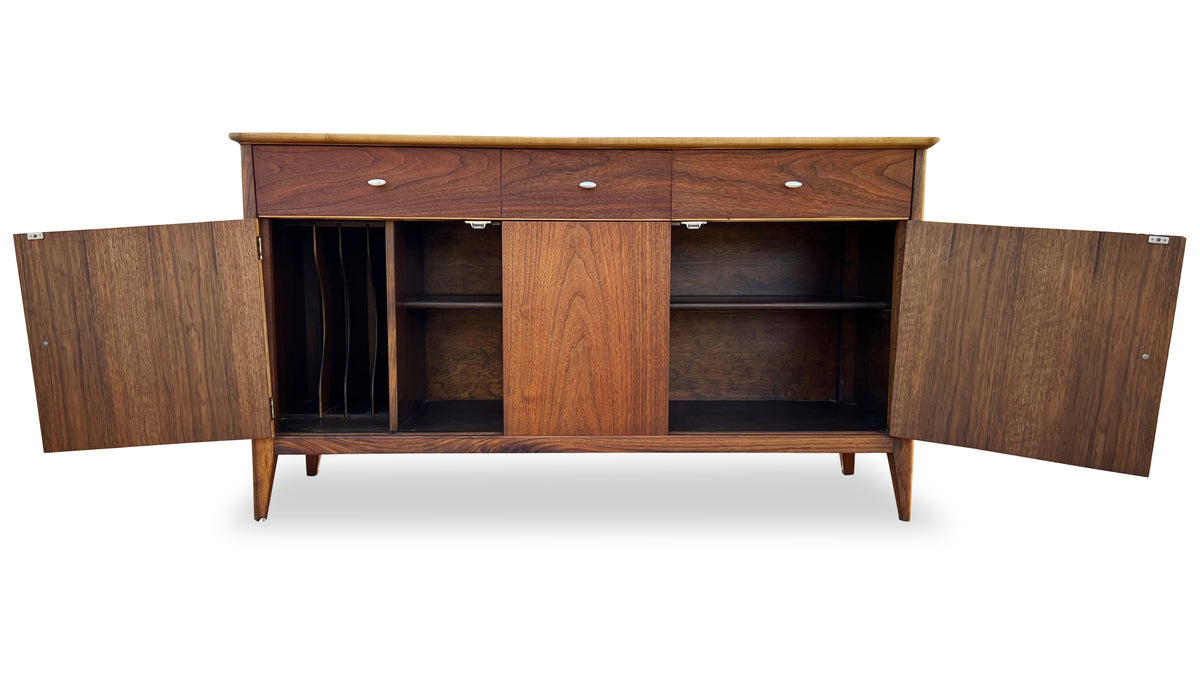 Vintage Walnut Sideboard with Record Storage