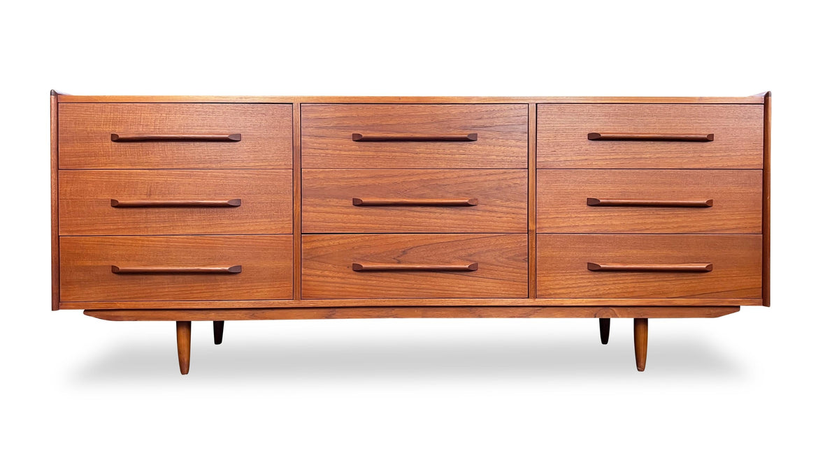 Teak Nine Drawer Dresser