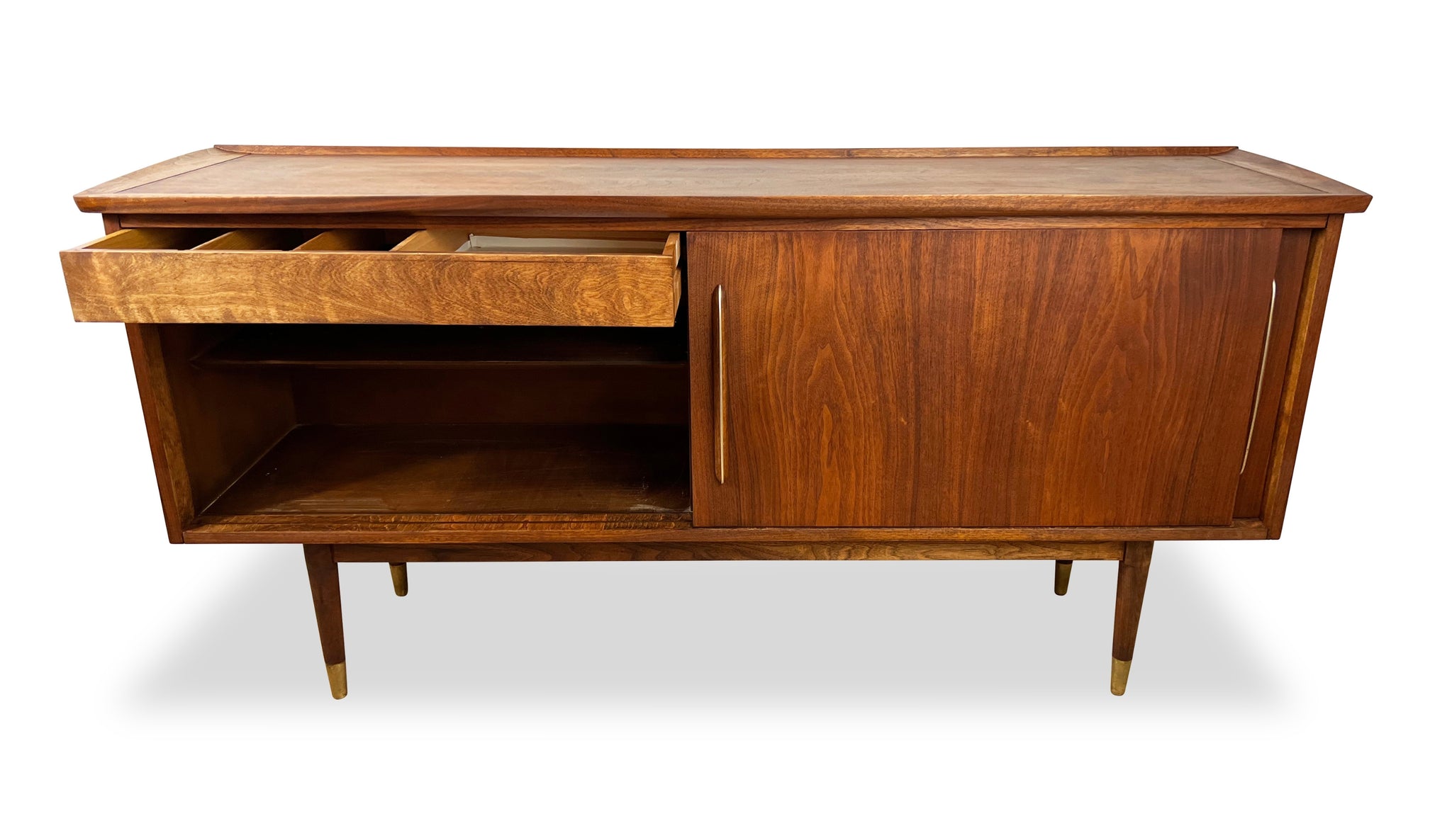 Walnut and Brass Sideboard by Deilcraft Decade Five Furniture Co.