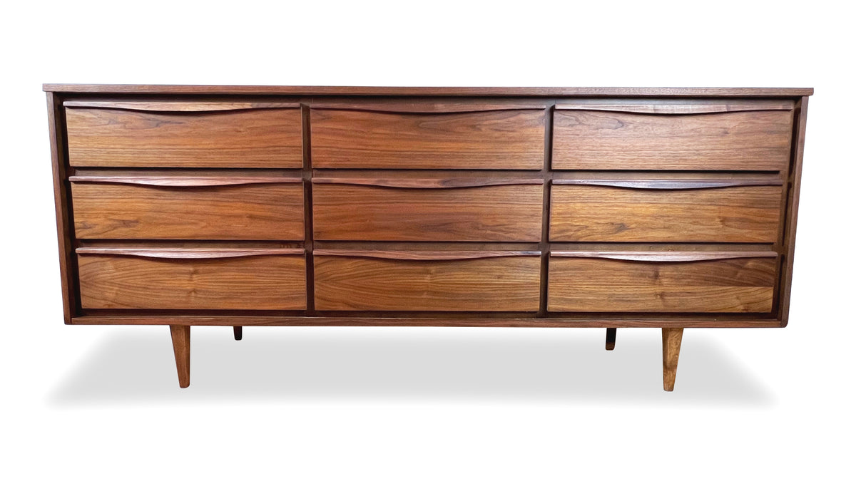 Walnut Nine Drawer Dresser