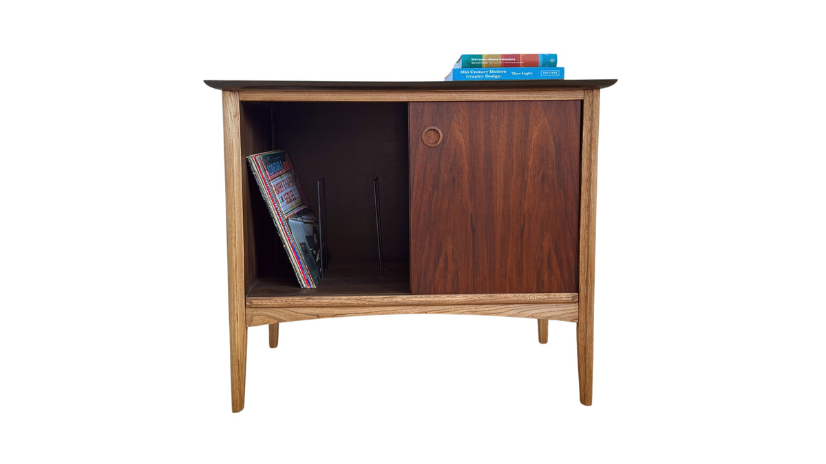 Compact Walnut Record Cabinet