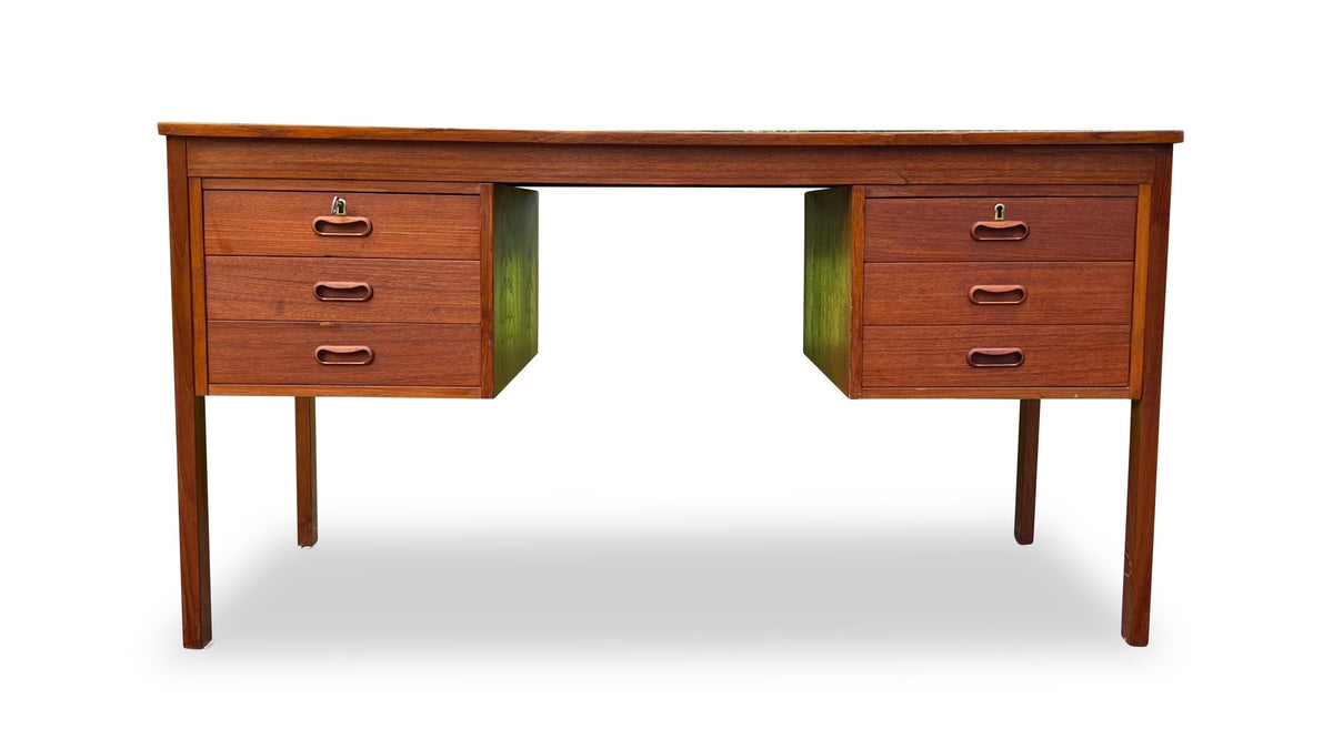 Teak Six Drawer Desk