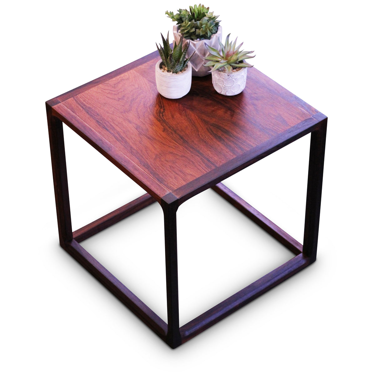 Vintage Brazilian Rosewood Cube Side Table