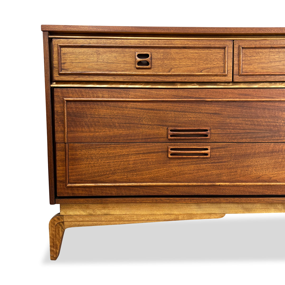 Walnut and Birch Seven Drawer Dresser