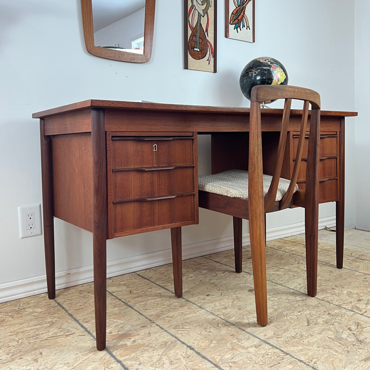 Teak Six Drawer Desk