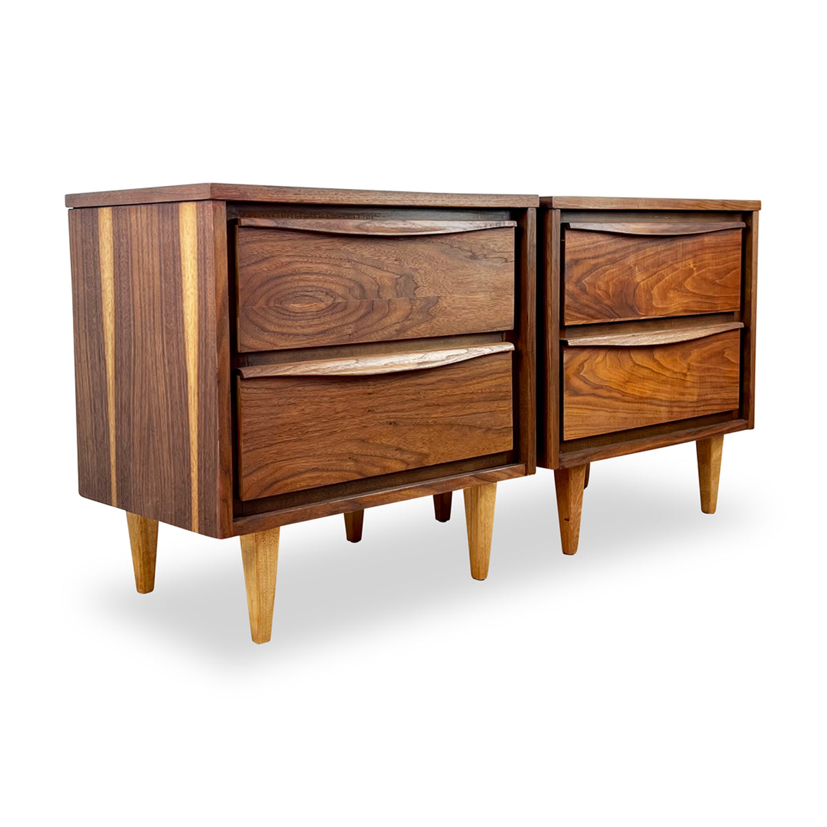 Walnut Nightstands Pair