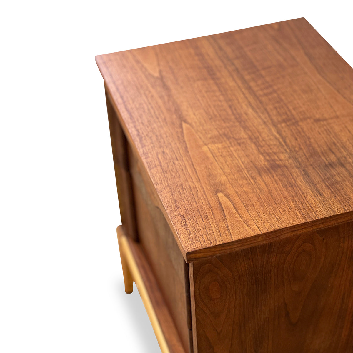 Walnut Two Drawer Nightstand
