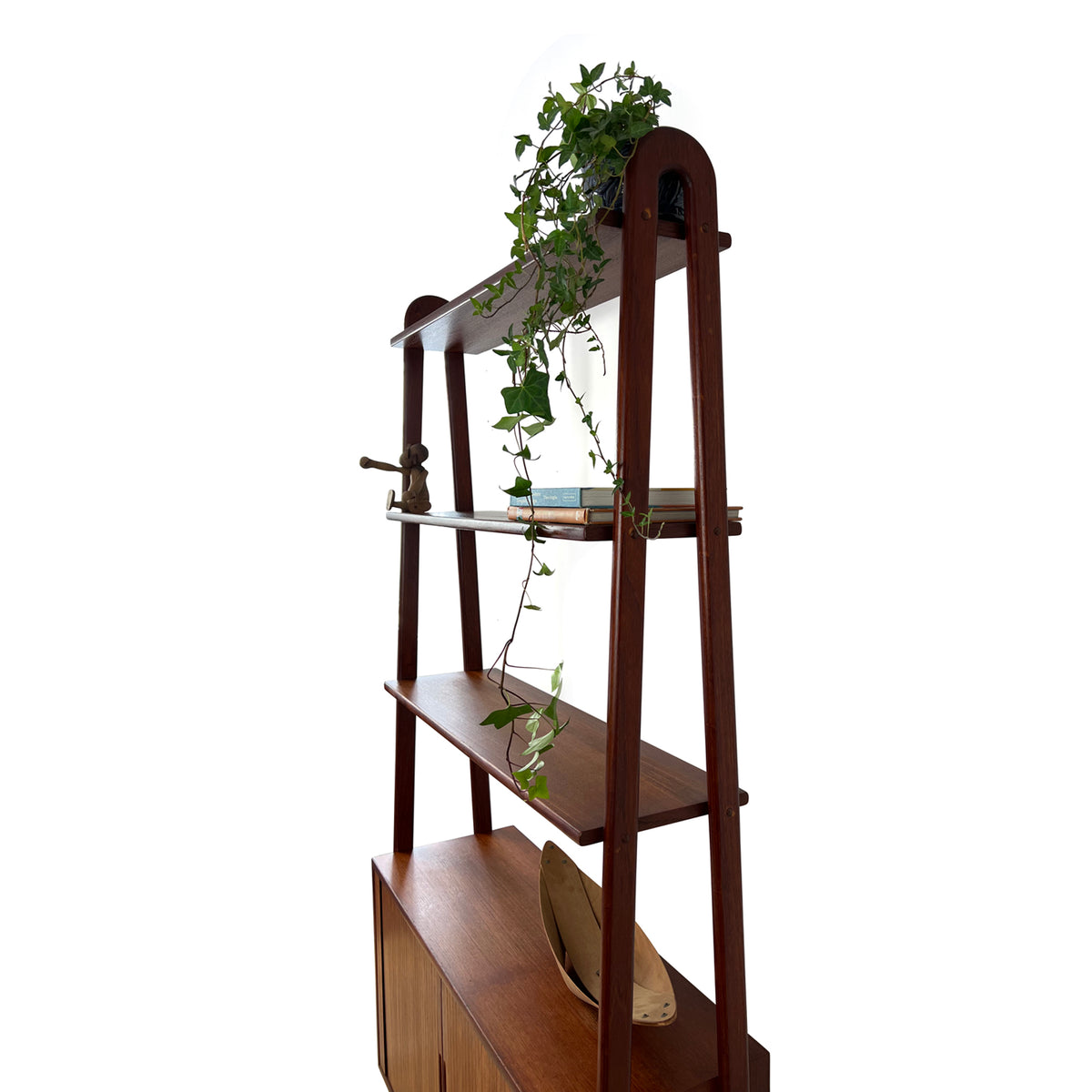 Teak Bookcase with Tambour Doors