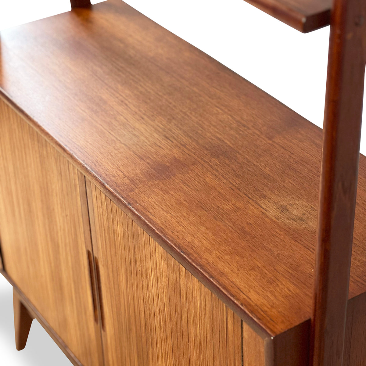Teak Bookcase with Tambour Doors
