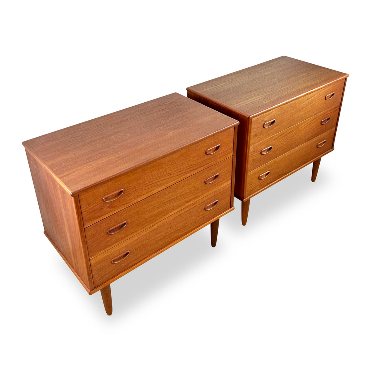 Pair of Teak Three Drawer Nightstands by R. Huber