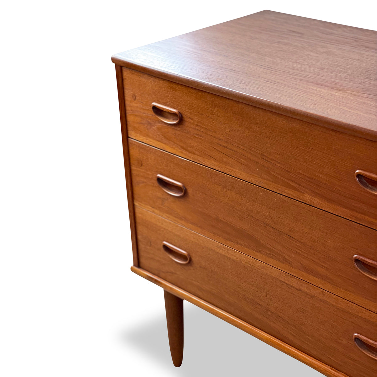 Pair of Teak Three Drawer Nightstands by R. Huber