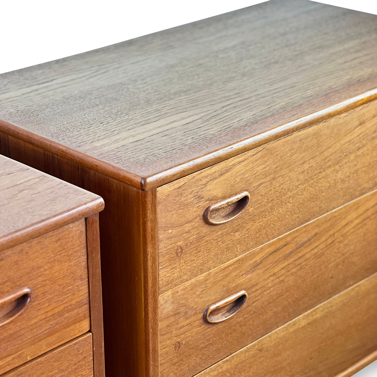 Pair of Teak Three Drawer Nightstands by R. Huber