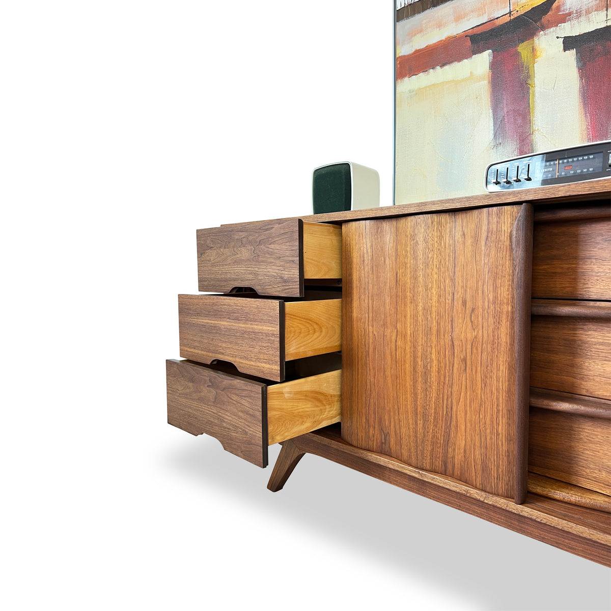 Walnut Dresser with Sliding Doors