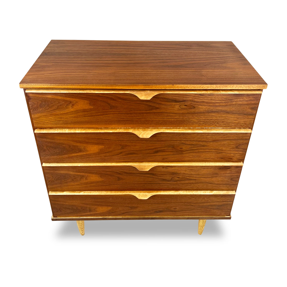 Walnut and Birch Chest of Drawers