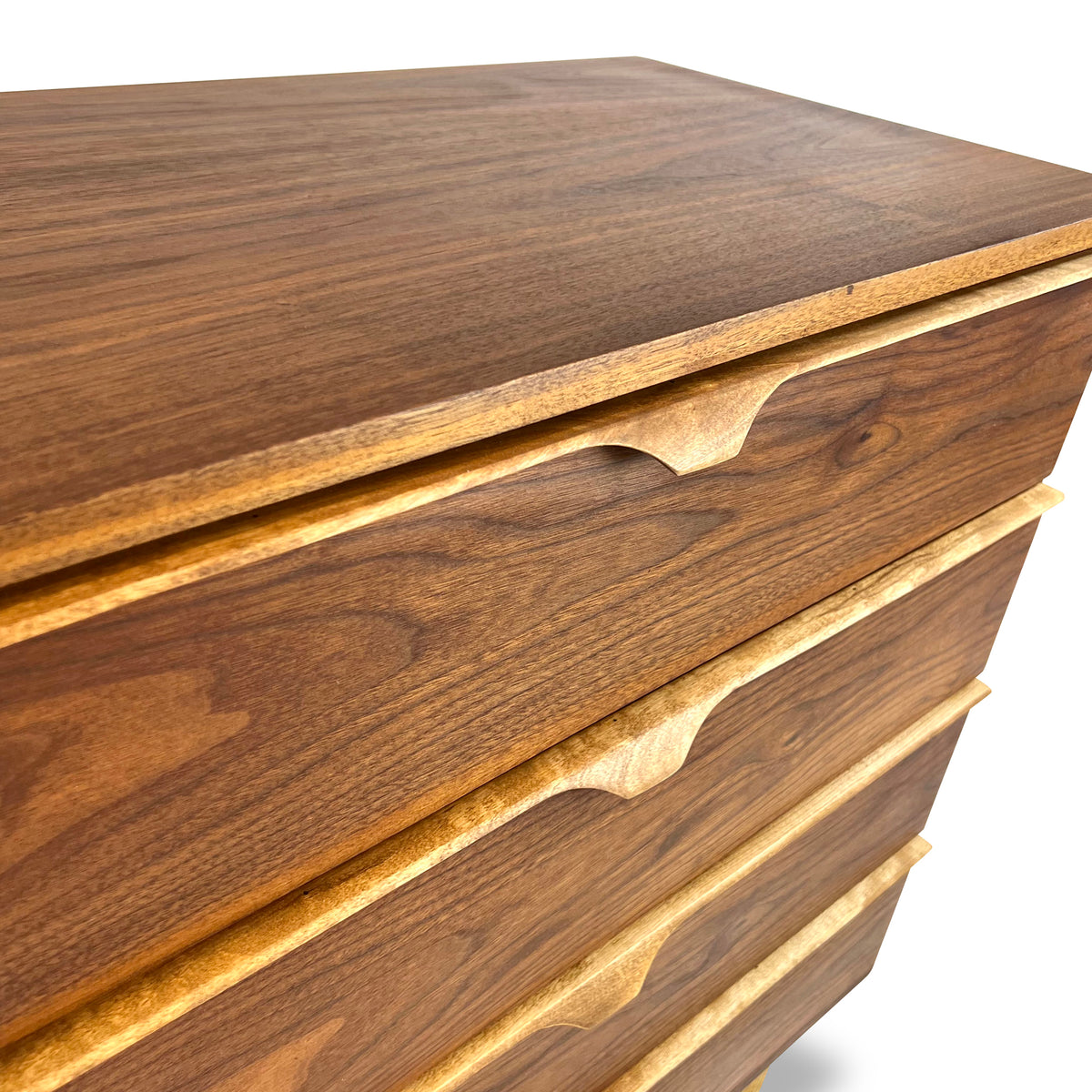 Walnut and Birch Chest of Drawers