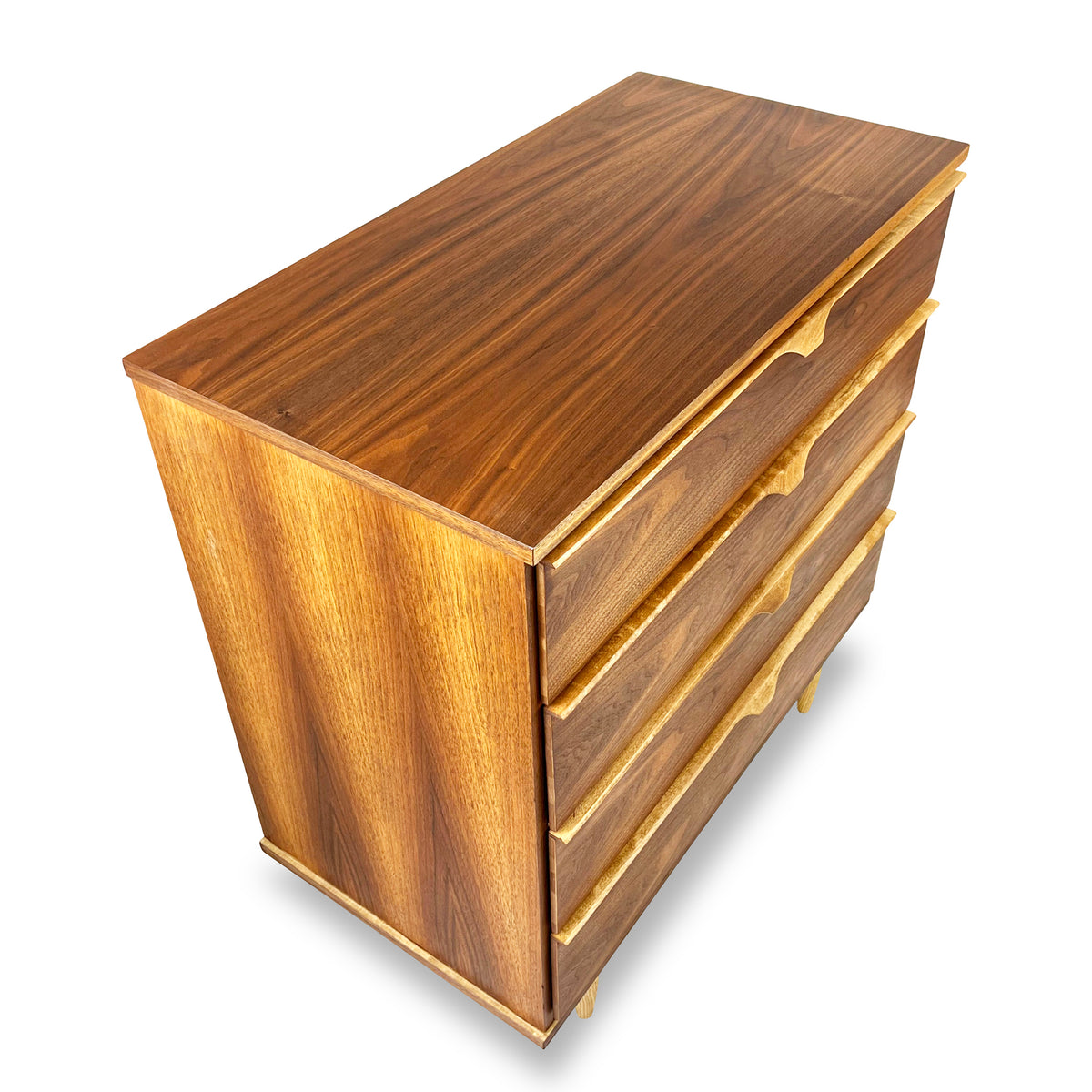 Walnut and Birch Chest of Drawers