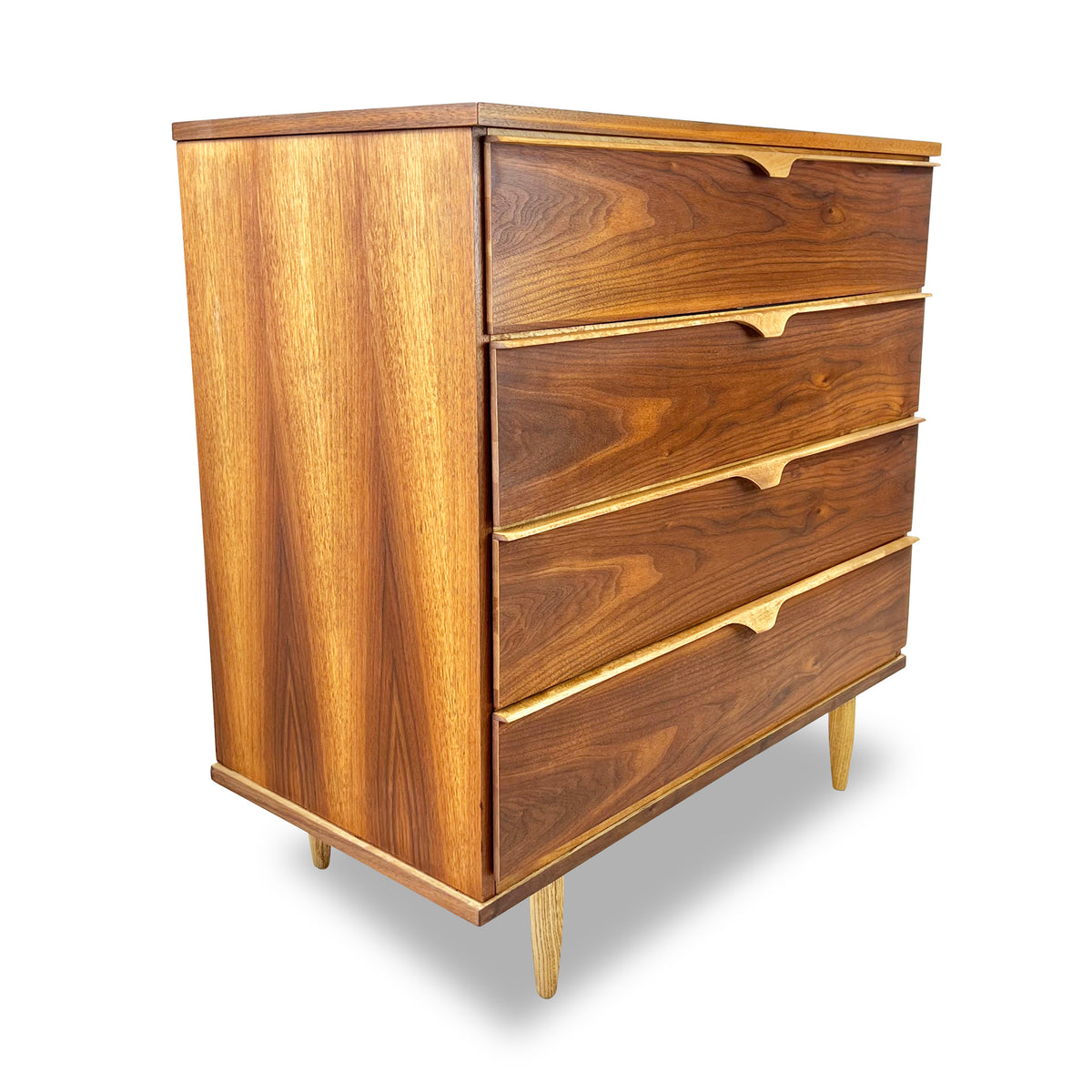 Walnut and Birch Chest of Drawers
