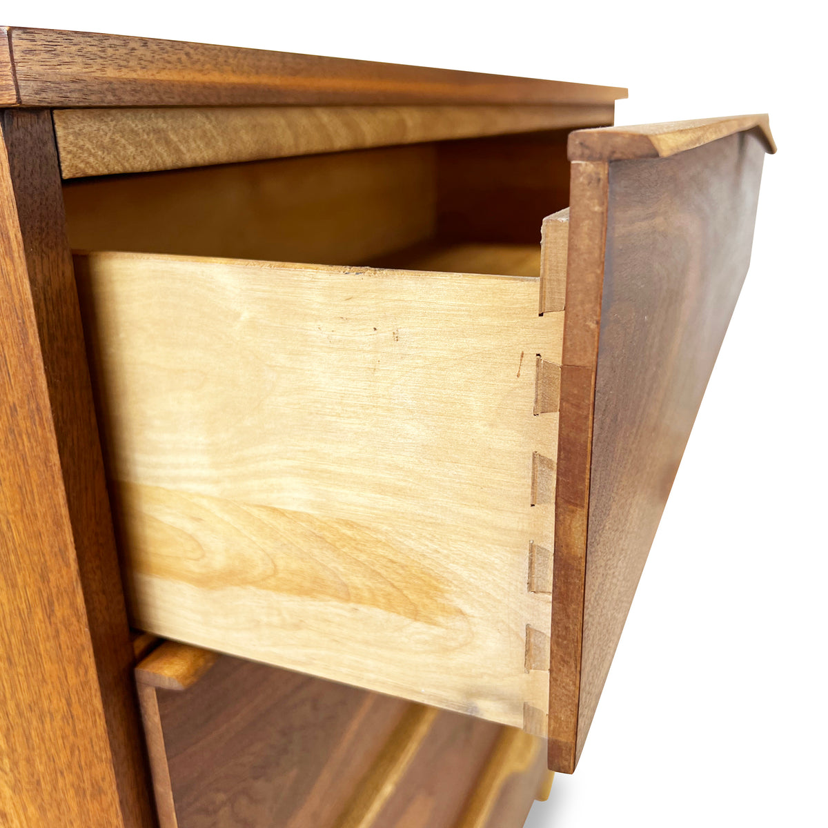 Walnut and Birch Chest of Drawers