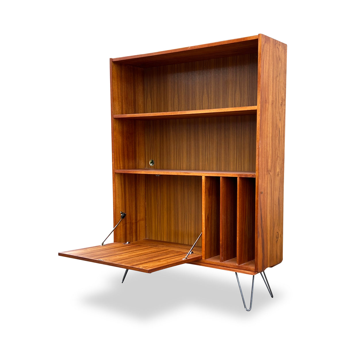 Teak Bookcase with Bar