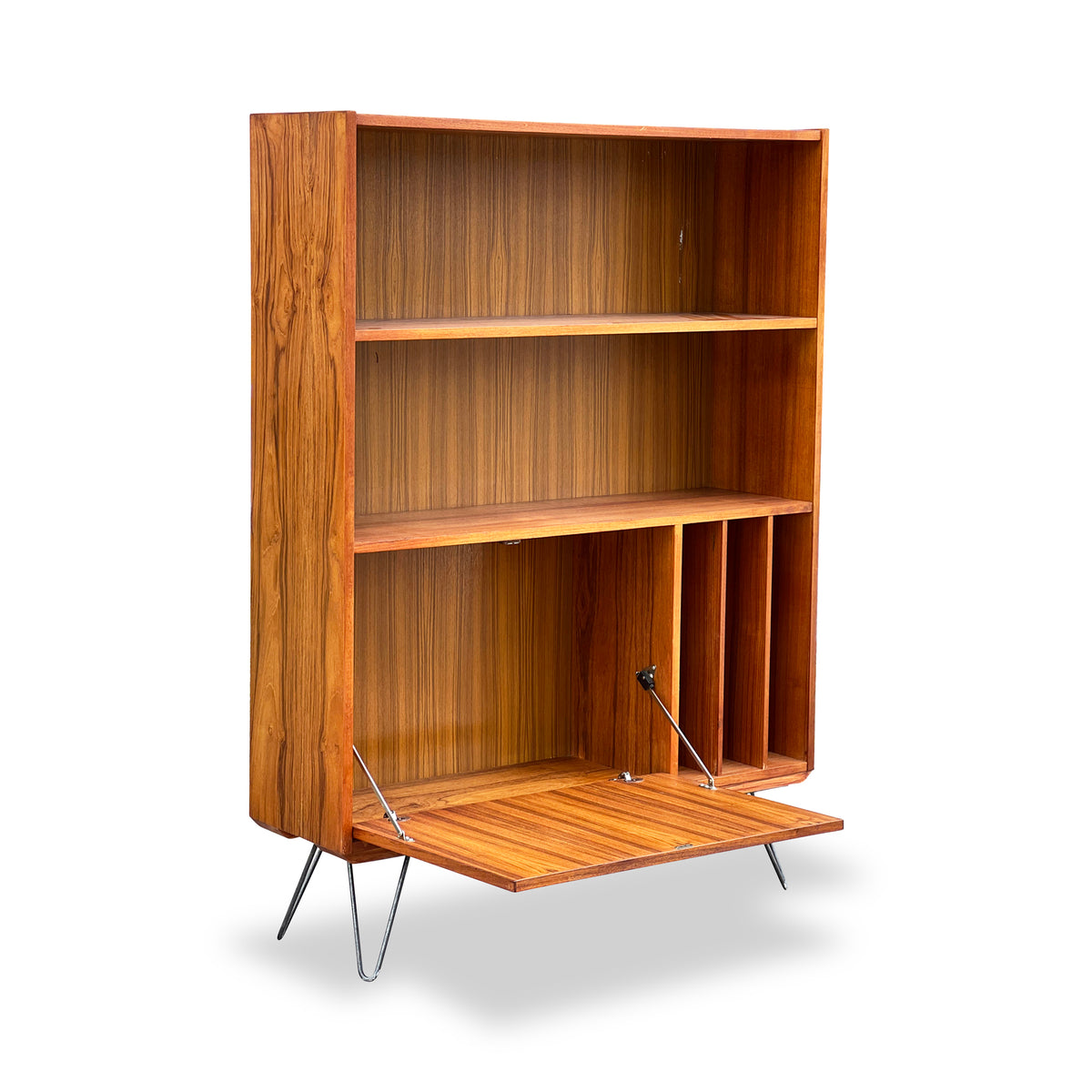 Teak Bookcase with Bar