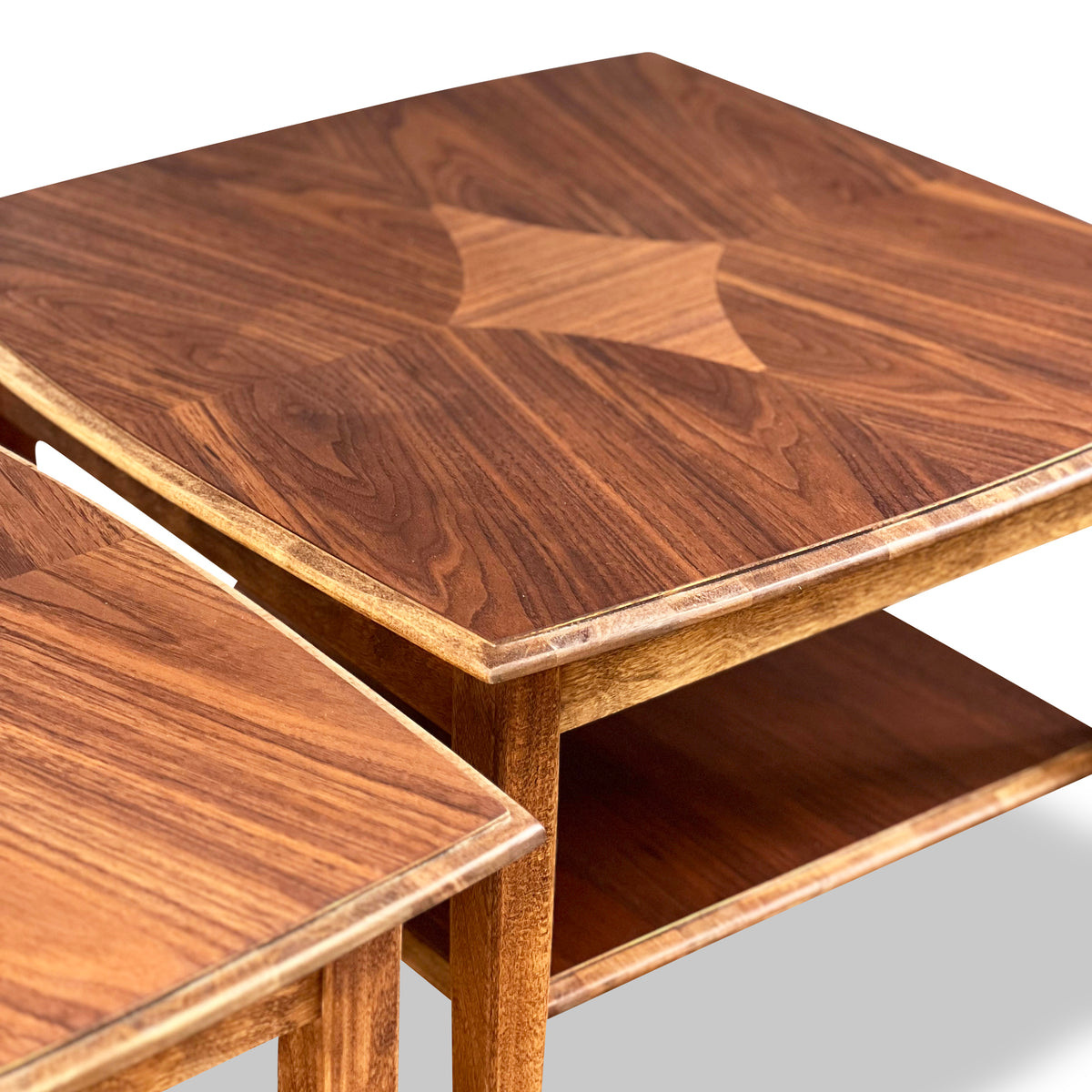 Pair of Walnut and Birch Side Tables by Kaufman