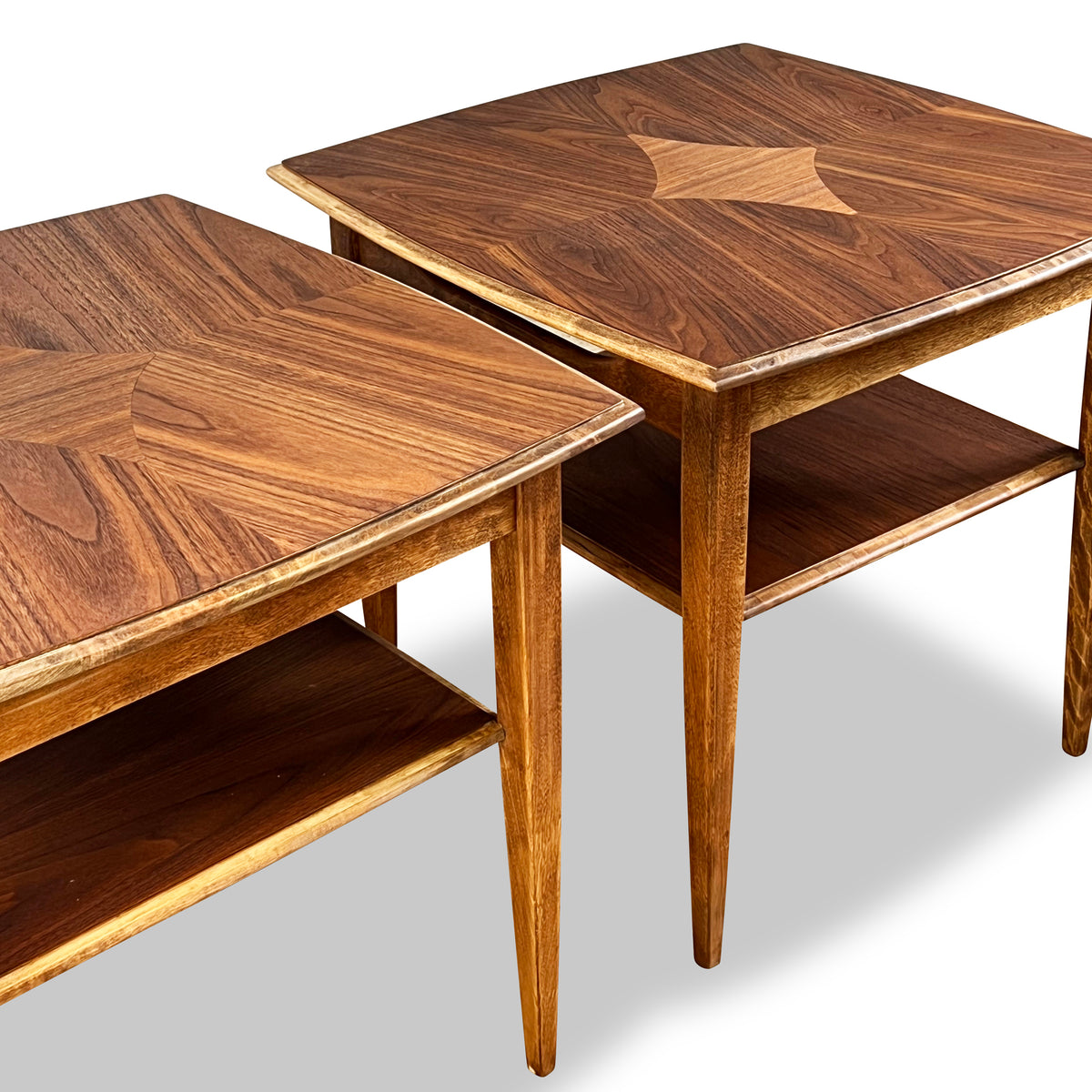 Pair of Walnut and Birch Side Tables by Kaufman