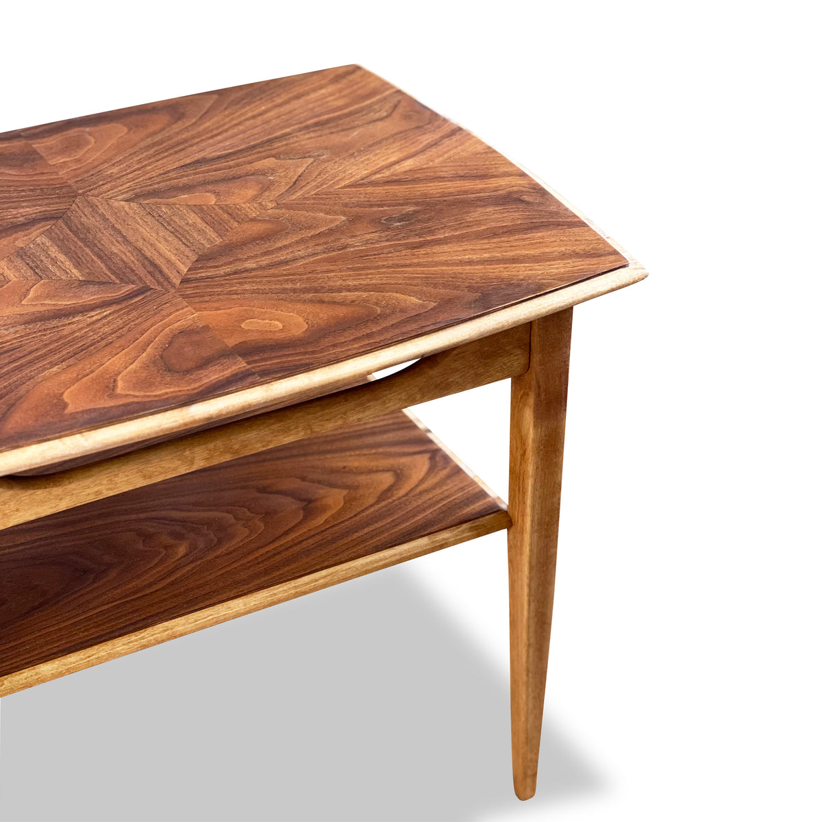 Walnut and Birch Side Table Decade Five Furniture Co