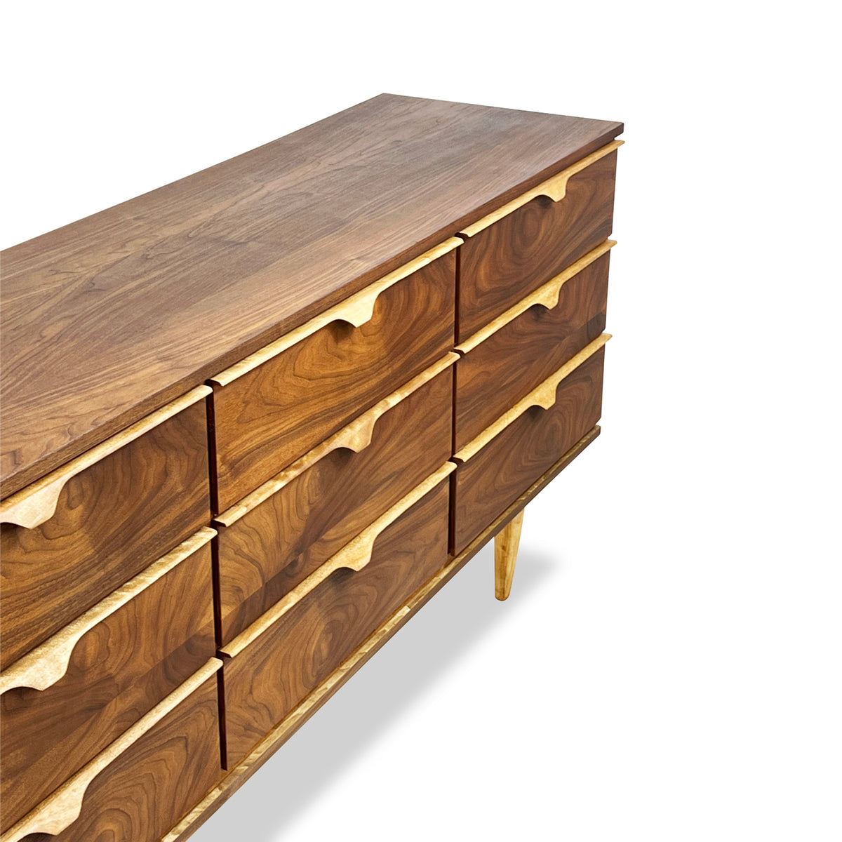 Vintage Walnut Nine Drawer Dresser