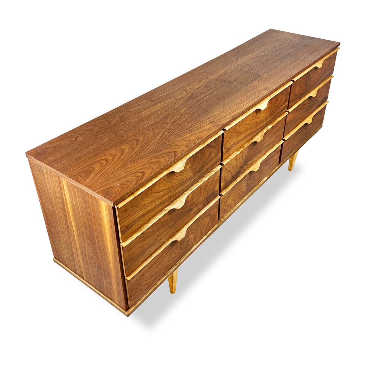 Vintage Walnut Nine Drawer Dresser