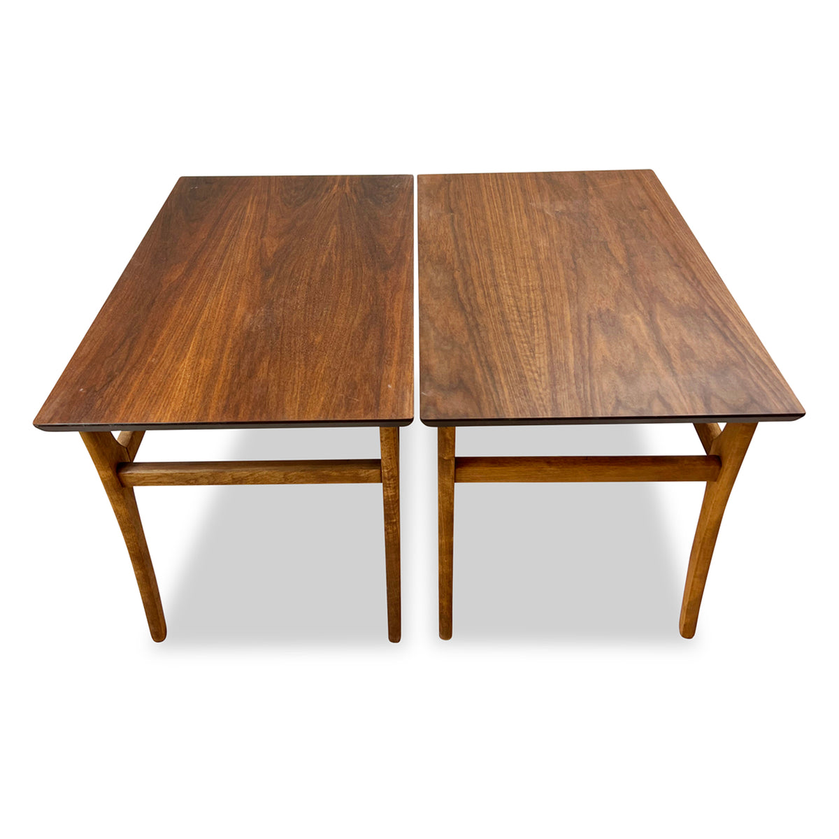 Walnut and Birch Side Tables