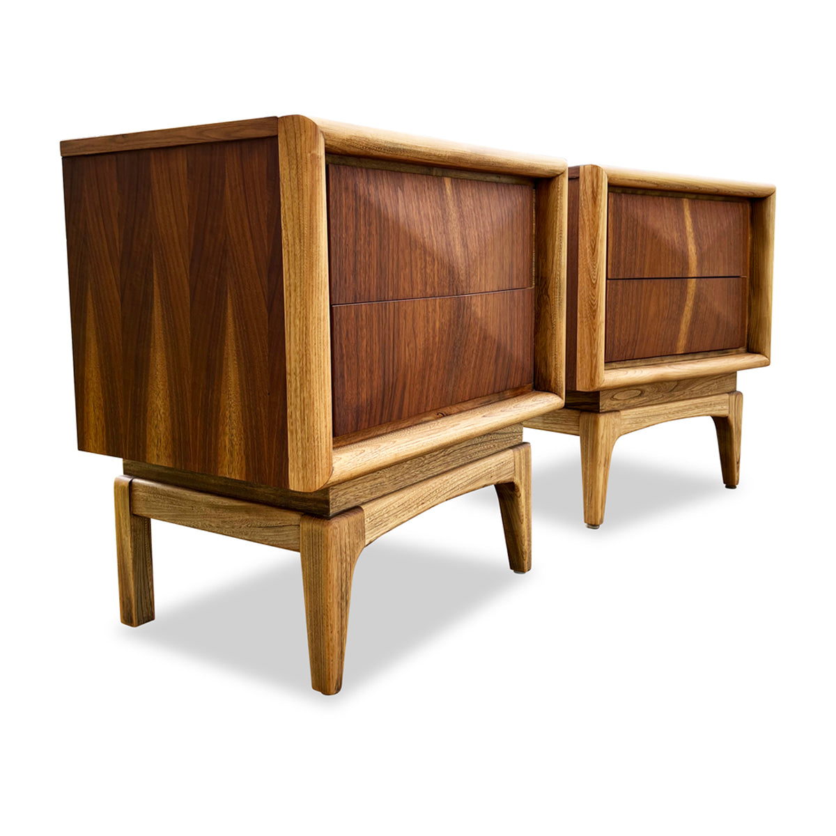 Walnut Diamond Nightstands by United Furniture